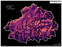 a terrain-esque map of the Cairngorms National Park, only not directly showing elevation, but instead areas that are more visible than others